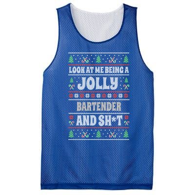 Funny Bartender Ugly Christmas Design Xmas Themed Gift Mesh Reversible Basketball Jersey Tank