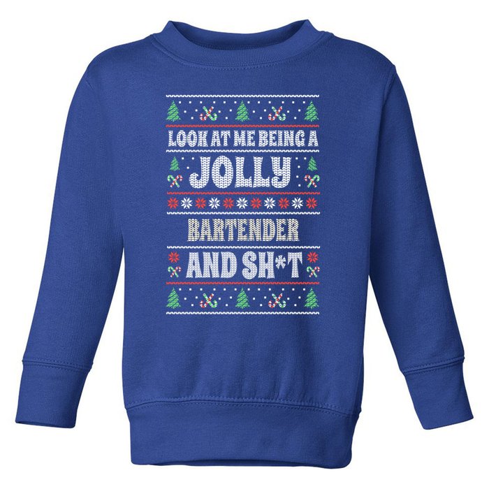 Funny Bartender Ugly Christmas Design Xmas Themed Gift Toddler Sweatshirt