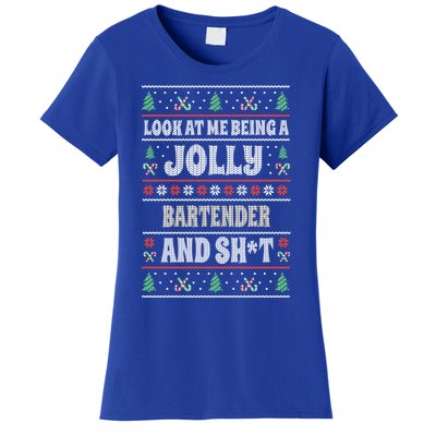 Funny Bartender Ugly Christmas Design Xmas Themed Gift Women's T-Shirt