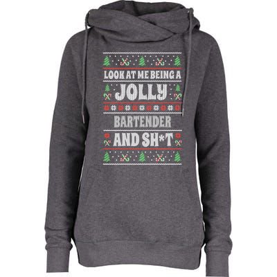 Funny Bartender Ugly Christmas Design Xmas Themed Gift Womens Funnel Neck Pullover Hood