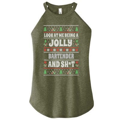 Funny Bartender Ugly Christmas Design Xmas Themed Gift Women's Perfect Tri Rocker Tank