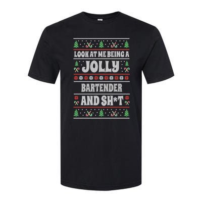 Funny Bartender Ugly Christmas Design Xmas Themed Gift Softstyle® CVC T-Shirt