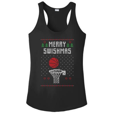 Funny Basketball Ugly Christmas Sweater Gift Merry Swishmas Ladies PosiCharge Competitor Racerback Tank