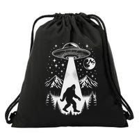 Funny Bigfoot Ufo Abduction Sasquatch Alien Extraterrestrial Drawstring Bag