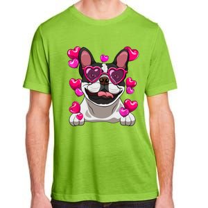 French Bulldog Valentines Day Heart Glasses Funny Dog Lover Great Gift Adult ChromaSoft Performance T-Shirt