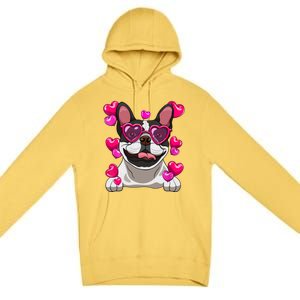 French Bulldog Valentines Day Heart Glasses Funny Dog Lover Great Gift Premium Pullover Hoodie