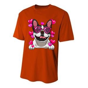 French Bulldog Valentines Day Heart Glasses Funny Dog Lover Great Gift Performance Sprint T-Shirt