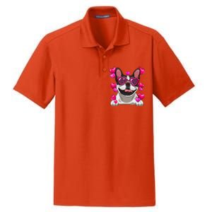 French Bulldog Valentines Day Heart Glasses Funny Dog Lover Great Gift Dry Zone Grid Polo