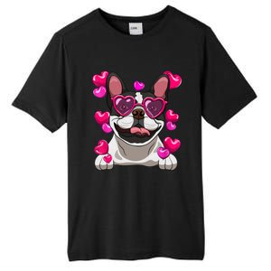 French Bulldog Valentines Day Heart Glasses Funny Dog Lover Great Gift Tall Fusion ChromaSoft Performance T-Shirt