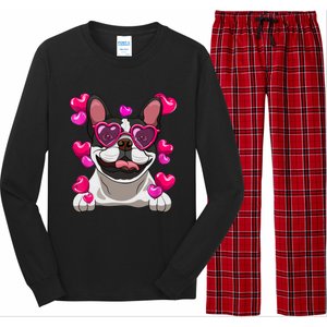 French Bulldog Valentines Day Heart Glasses Funny Dog Lover Great Gift Long Sleeve Pajama Set