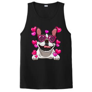 French Bulldog Valentines Day Heart Glasses Funny Dog Lover Great Gift PosiCharge Competitor Tank