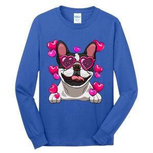 French Bulldog Valentines Day Heart Glasses Funny Dog Lover Great Gift Tall Long Sleeve T-Shirt