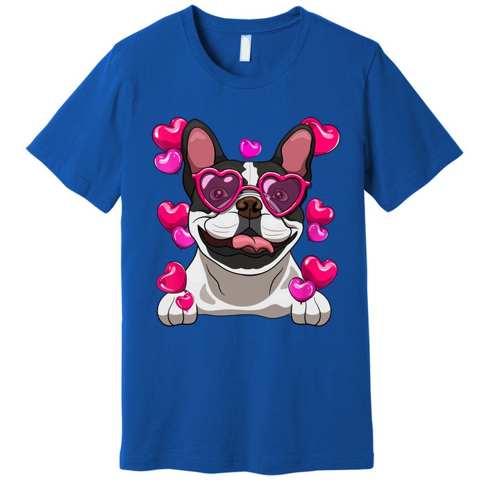 French Bulldog Valentines Day Heart Glasses Funny Dog Lover Great Gift Premium T-Shirt