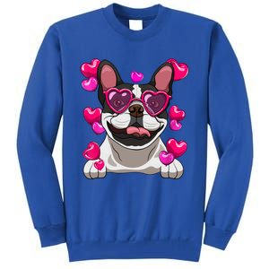 French Bulldog Valentines Day Heart Glasses Funny Dog Lover Great Gift Tall Sweatshirt