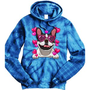 French Bulldog Valentines Day Heart Glasses Funny Dog Lover Great Gift Tie Dye Hoodie