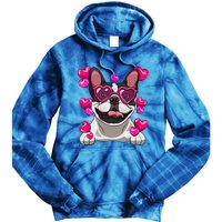 French Bulldog Valentines Day Heart Glasses Funny Dog Lover Great Gift Tie Dye Hoodie