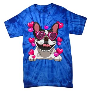 French Bulldog Valentines Day Heart Glasses Funny Dog Lover Great Gift Tie-Dye T-Shirt