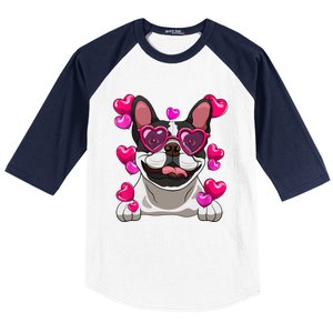 French Bulldog Valentines Day Heart Glasses Funny Dog Lover Great Gift Baseball Sleeve Shirt