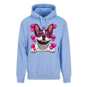 French Bulldog Valentines Day Heart Glasses Funny Dog Lover Great Gift Unisex Surf Hoodie