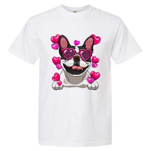 French Bulldog Valentines Day Heart Glasses Funny Dog Lover Great Gift Garment-Dyed Heavyweight T-Shirt