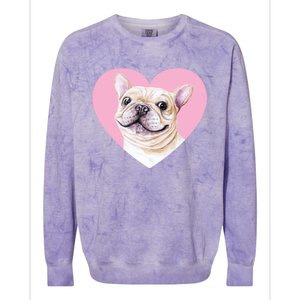 French Bulldog Valentines Day Pink Heart Frenchie Dog Lover Gift Colorblast Crewneck Sweatshirt