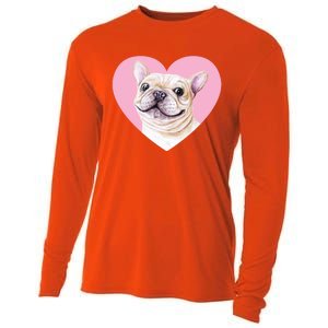 French Bulldog Valentines Day Pink Heart Frenchie Dog Lover Gift Cooling Performance Long Sleeve Crew