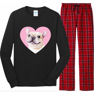 French Bulldog Valentines Day Pink Heart Frenchie Dog Lover Gift Long Sleeve Pajama Set