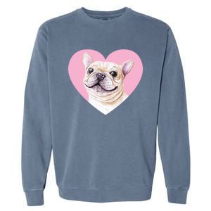 French Bulldog Valentines Day Pink Heart Frenchie Dog Lover Gift Garment-Dyed Sweatshirt