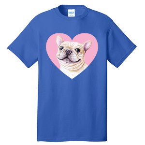 French Bulldog Valentines Day Pink Heart Frenchie Dog Lover Gift Tall T-Shirt