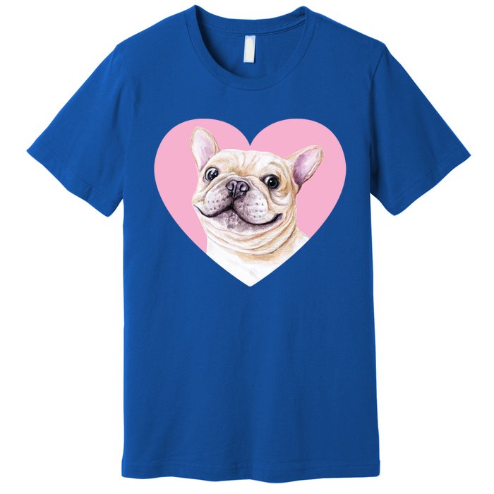 French Bulldog Valentines Day Pink Heart Frenchie Dog Lover Gift Premium T-Shirt