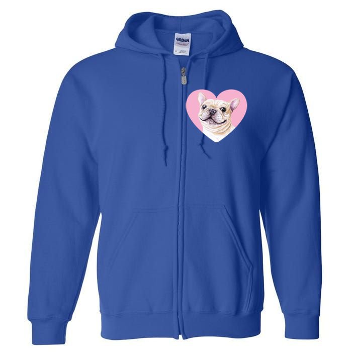 French Bulldog Valentines Day Pink Heart Frenchie Dog Lover Gift Full Zip Hoodie