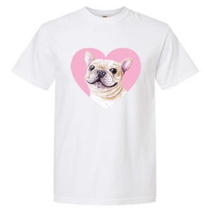 French Bulldog Valentines Day Pink Heart Frenchie Dog Lover Gift Garment-Dyed Heavyweight T-Shirt