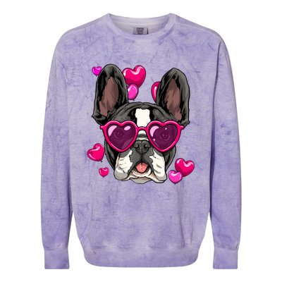 French Bulldog Valentines Day Gift Heart Dog Lover Gift Colorblast Crewneck Sweatshirt