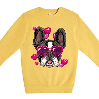 French Bulldog Valentines Day Gift Heart Dog Lover Gift Premium Crewneck Sweatshirt