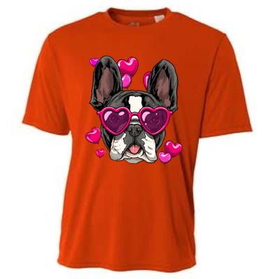 French Bulldog Valentines Day Gift Heart Dog Lover Gift Cooling Performance Crew T-Shirt