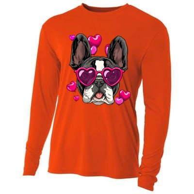 French Bulldog Valentines Day Gift Heart Dog Lover Gift Cooling Performance Long Sleeve Crew