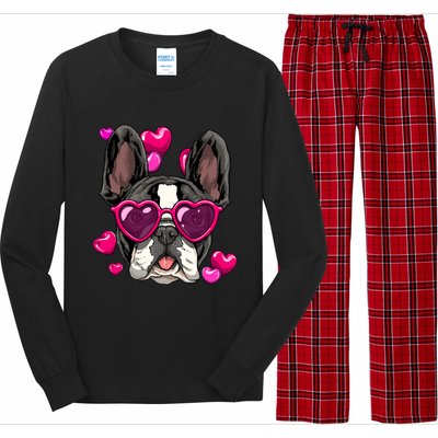 French Bulldog Valentines Day Gift Heart Dog Lover Gift Long Sleeve Pajama Set