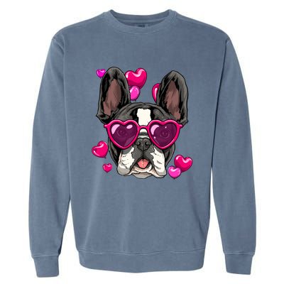 French Bulldog Valentines Day Gift Heart Dog Lover Gift Garment-Dyed Sweatshirt