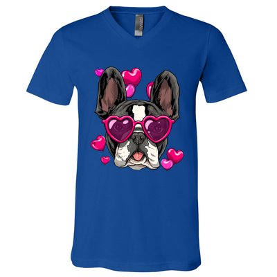 French Bulldog Valentines Day Gift Heart Dog Lover Gift V-Neck T-Shirt