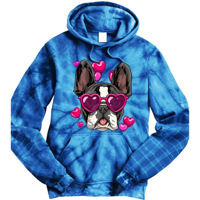 French Bulldog Valentines Day Gift Heart Dog Lover Gift Tie Dye Hoodie