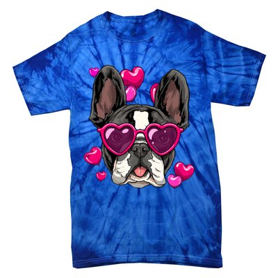 French Bulldog Valentines Day Gift Heart Dog Lover Gift Tie-Dye T-Shirt