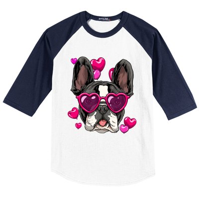 French Bulldog Valentines Day Gift Heart Dog Lover Gift Baseball Sleeve Shirt