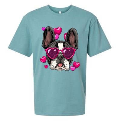 French Bulldog Valentines Day Gift Heart Dog Lover Gift Sueded Cloud Jersey T-Shirt