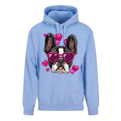 French Bulldog Valentines Day Gift Heart Dog Lover Gift Unisex Surf Hoodie