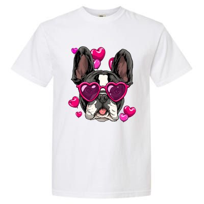 French Bulldog Valentines Day Gift Heart Dog Lover Gift Garment-Dyed Heavyweight T-Shirt