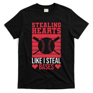 Funny Baseball Valentines Stealing Hearts Like I Steal Bases T-Shirt