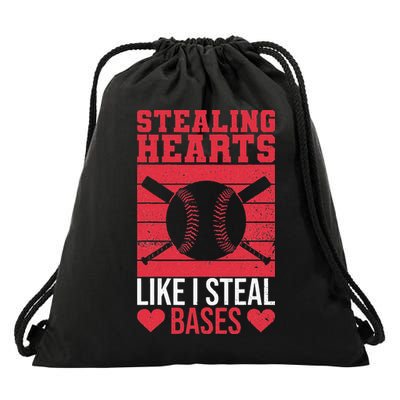 Funny Baseball Valentines Stealing Hearts Like I Steal Bases Drawstring Bag