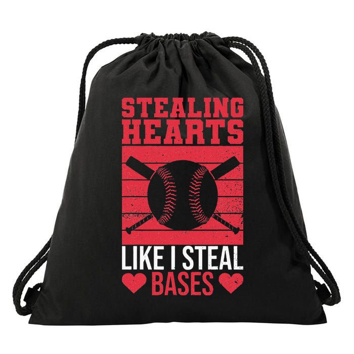 Funny Baseball Valentines Stealing Hearts Like I Steal Bases Drawstring Bag