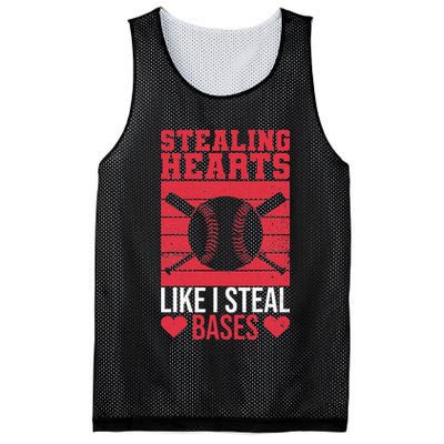 Funny Baseball Valentines Stealing Hearts Like I Steal Bases Mesh Reversible Basketball Jersey Tank