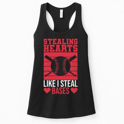 Funny Baseball Valentines Stealing Hearts Like I Steal Bases Womens Tank Top